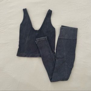 Aura Ribbed Seamless Leggings + Crop Top Set